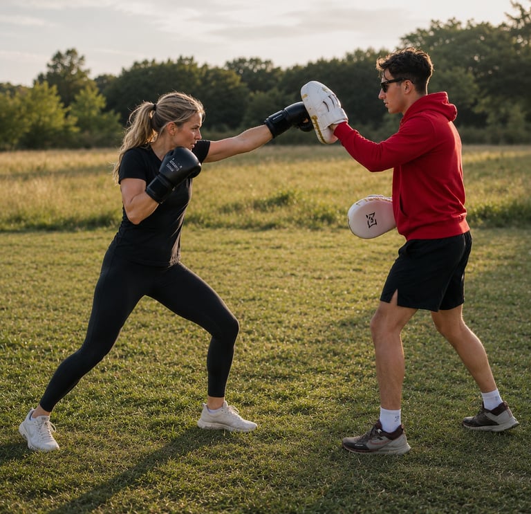 Training photo accompanying Abbie D’s testimonial on Gazelle Boxing