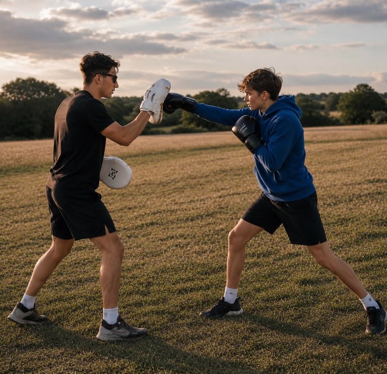 Training photo accompanying Mel E’s testimonial on Gazelle Boxing