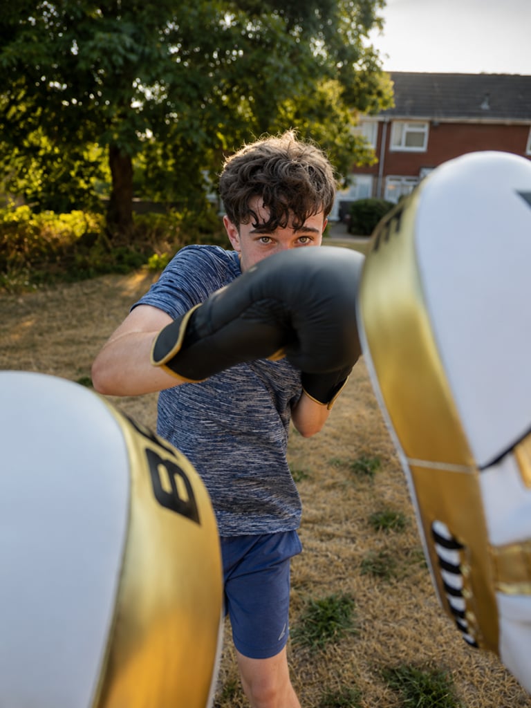 Training photo accompanying Toni H’s testimonial on Gazelle Boxing